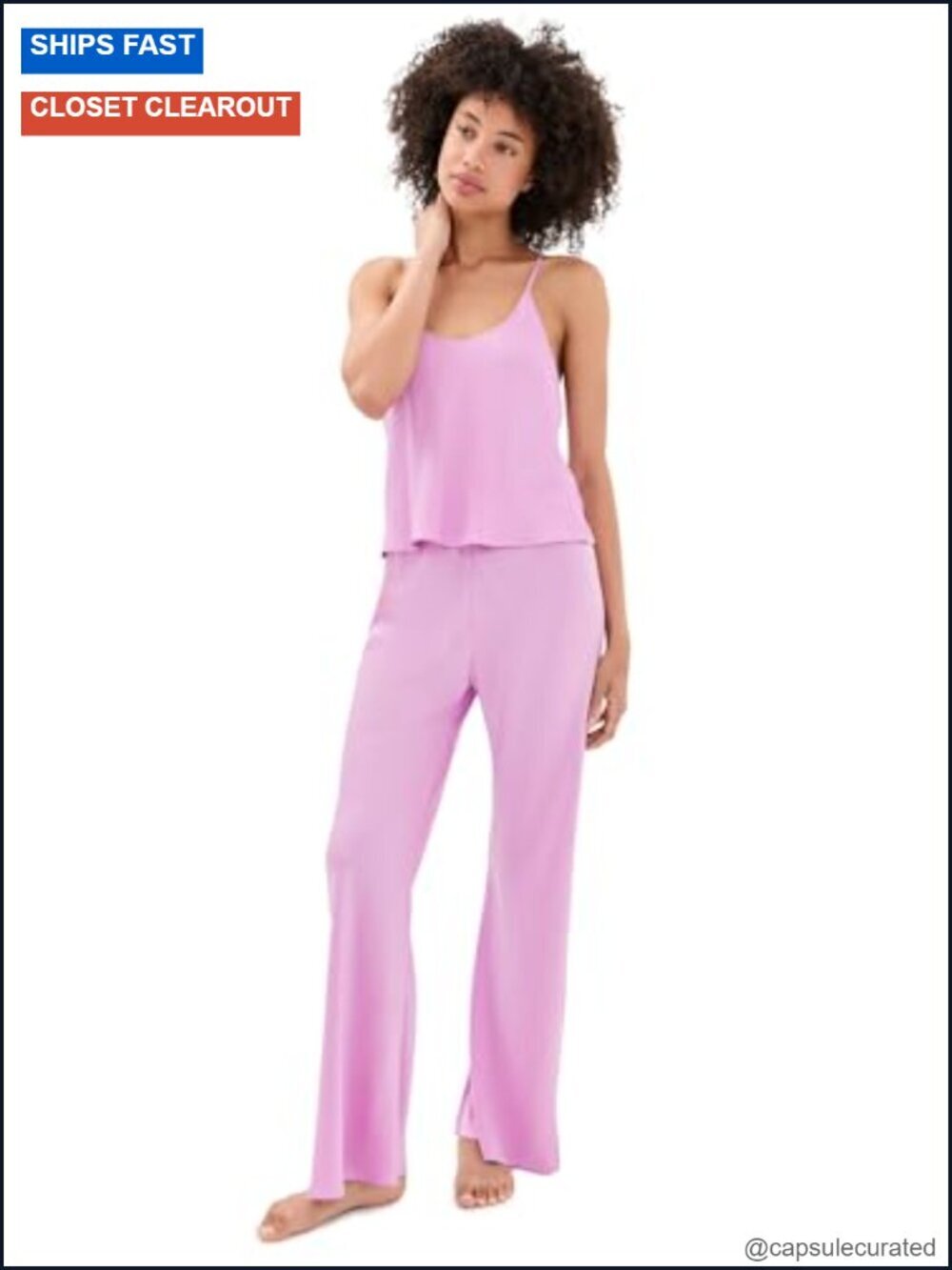 Washable Silk Bias Camisole Pant Pajama Set Camisole
